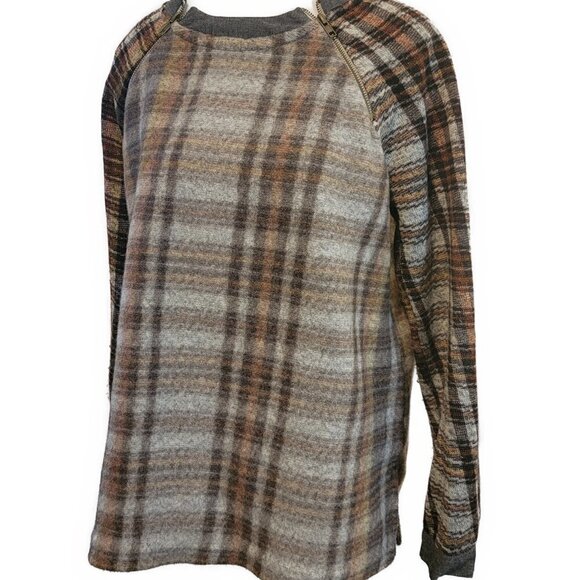 Mystree Mixed Media Long Sleeve Top - sz S - Picture 1 of 5